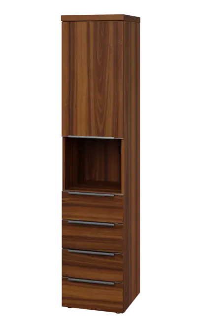 SIN 5 - 44ZND kancelářská skříň, 4-zásuvková/nika, 1-dveřová, levá, 1820x400x400, ořech královský